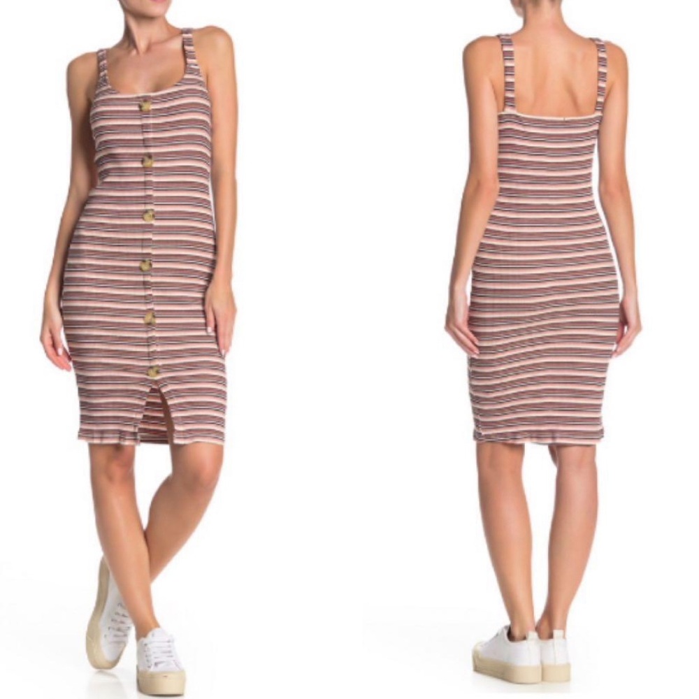 Cotton On-Lola Ribbed Faux Button Through Midi Dress, NWT